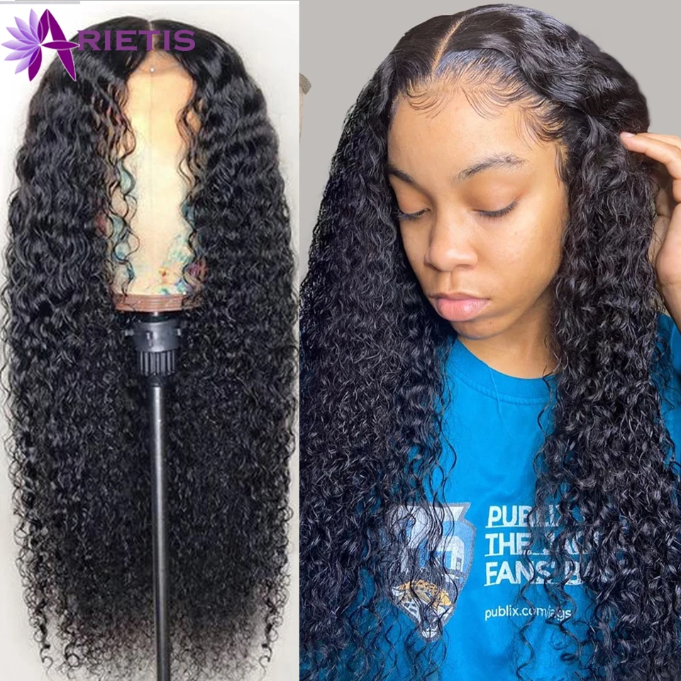 

Парик Arietis бразильский кудрявый из человеческих волос для чернокожих женщин, с предварительно выщипанными детскими волосами, с кружевной ч...