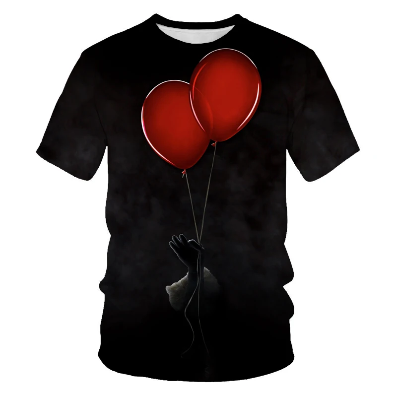 

Clown pattern 3D printing fitted white mens T-shirt, interesting and interesting mens and womens clown casual t-shirt
