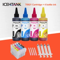icehtank t0921 ink cartridge for epson stylus cx4300 tx119 tx117 tx106 tx109 cartridges 100ml for epson printer refill ink