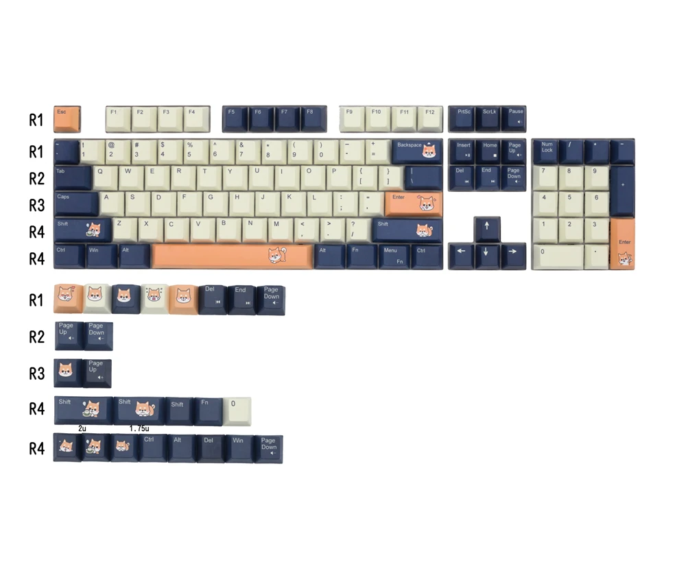 OMO Cute Puppy Cherry profile all over Dye Sub Keycap loop for mechanical keyboard gh60 87 104 tkl ansi BM60 XD64 XD68 BM65 BM68