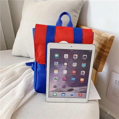 

Hot new Super Mari kids cartoon backpack Cosplay color blocking canvas schoolbag cute red yellow Anime schoolbag bag backpack