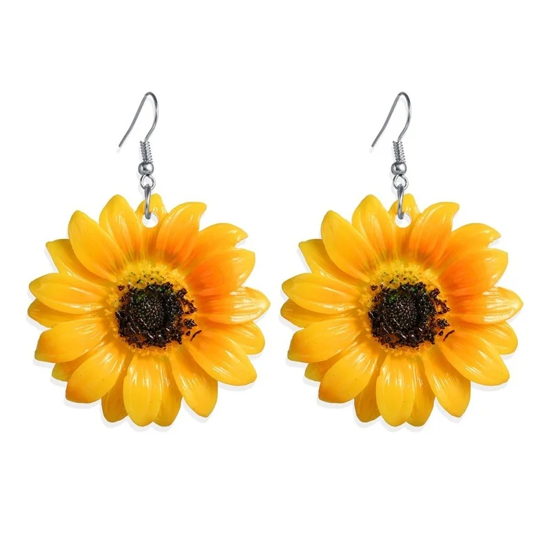 

Korean Style Cartoon Cute Resin Earrings Sunflower Drop Earrings for Girls Women Children Birthday Gift Lovely Jewelry Trendy