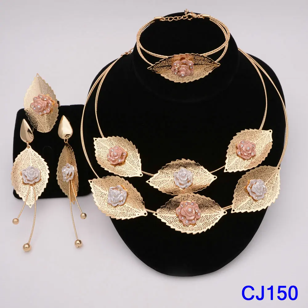 

Woman Fashion Dubai Gold Color Jewelry Sets Wholesale Design bridal jewelry sets Nigerian wedding african Jewelry set Party Gift