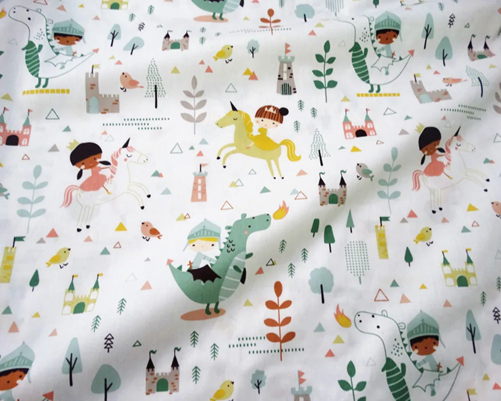 Cotton Fabrics Printed Unicorn Girl Baby cotton Twill Bed Sheet Fabric for Patchwork Cloth DIY Sewing Table Clothing Curtains | Аксессуары