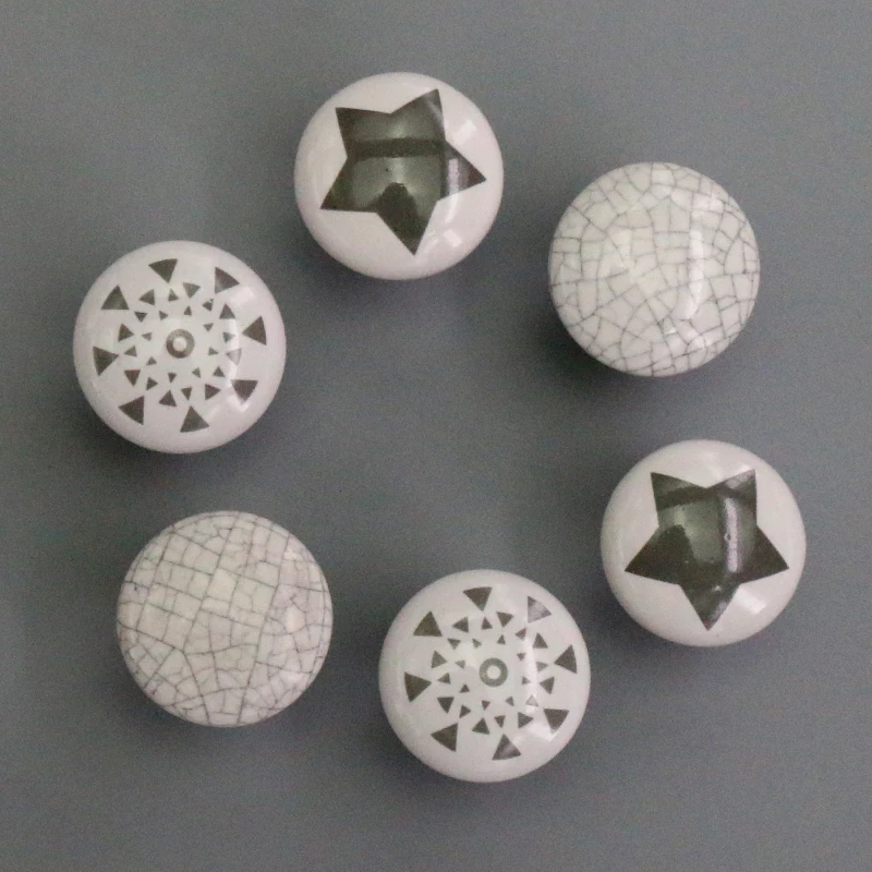 

2PCS White and Grey Ceramic Drawer Knob Pull Handle Kitchen Cabinet Knobs Home Funiture DIY Hardware Dia 33mm