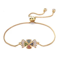 2020 new cute style butterfly colorful color zircon angel bracelet female bow adjustable bracelet accessories