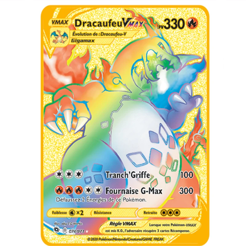 Etiqueta de tarjeta de Pok&eacute;mon de Anime PV franc&eacute;s, MEGA Vmax, Charizard, Pikachu, colecci&oacute;n de batalla, modelo de juguete de cartas de Pokemon, novedad de 2021-0