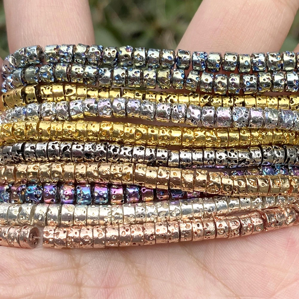 Бусины Из Натурального вулканического камня золотые и серебряные цветные