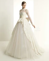 dress bridal gown free shipping 2016 new fashion marriage long highneck long sleeve vestidos de novia lace wedding dresses