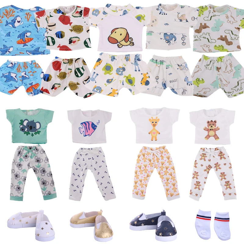 2 Pcs/Set Cute Pajamas Doll Accessories Clothes Dress For 18 Inch Girl Doll & 43 cm New Born Baby Doll,Our Generation,gifts