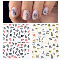 new arrived fashion water decals nail art stickers colorful leaf flower nails sticker decorations manicure z0219