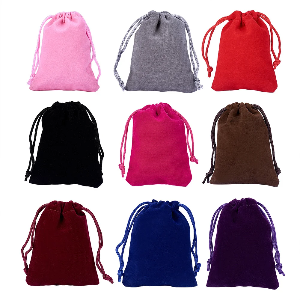 50Pcs Drawstring Velvet Bags Jewelry Packing Pouches Gift Bags Wedding Christmas Party Favors Storage Bags 7x9cm 10x12cm 10x15cm