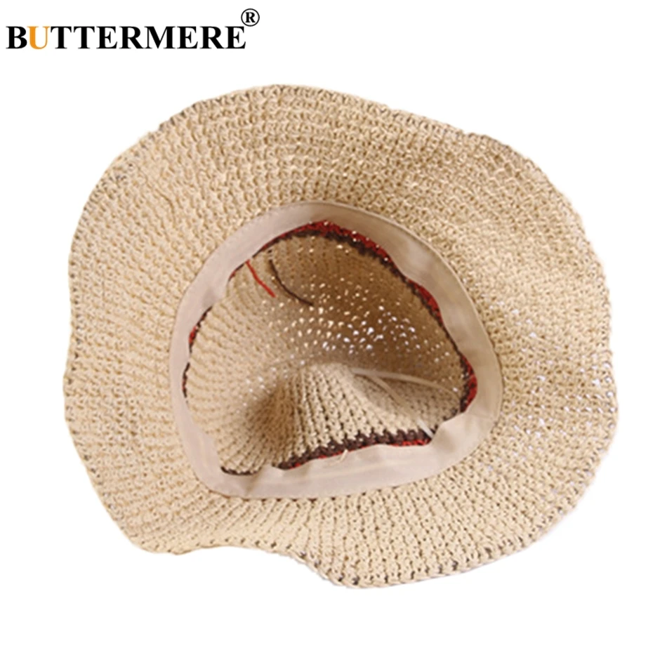 BUTTERMERE Womens Summer Bucket Hats Straw Patchwork Fishing Cap Female Elegant Grey Pink Folding Ladies Crochet Sun Hat Fashion