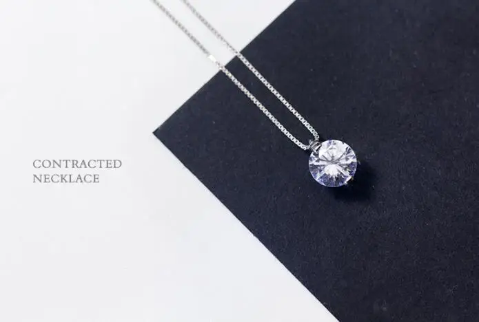 Ожерелье из серебра 100% пробы с круглыми прозрачными камнями 8 мм 1 шт. | Украшения и