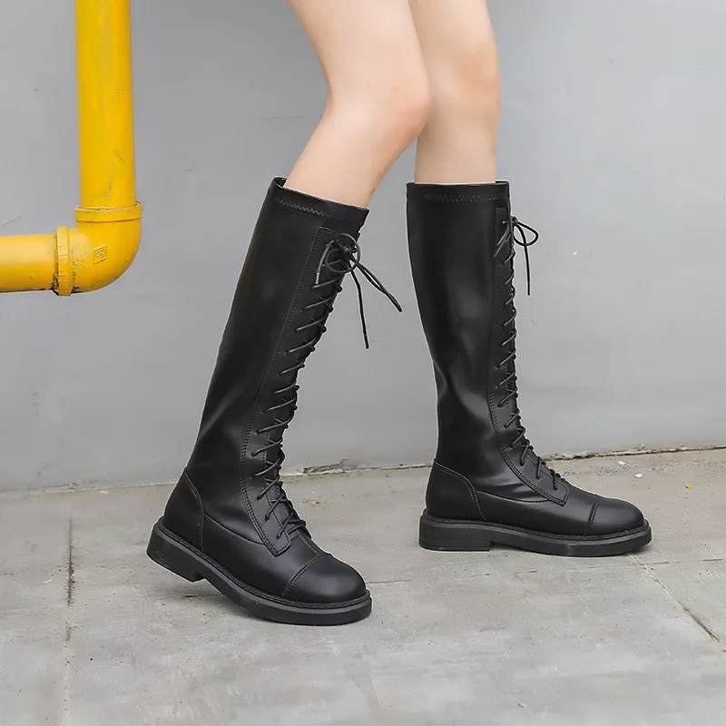 

Рыцарские сапоги, женские высокие сапоги, новинка 2020, маленькие сапоги, женские универсальные эластичные тонкие сапоги до колена с плоской ...