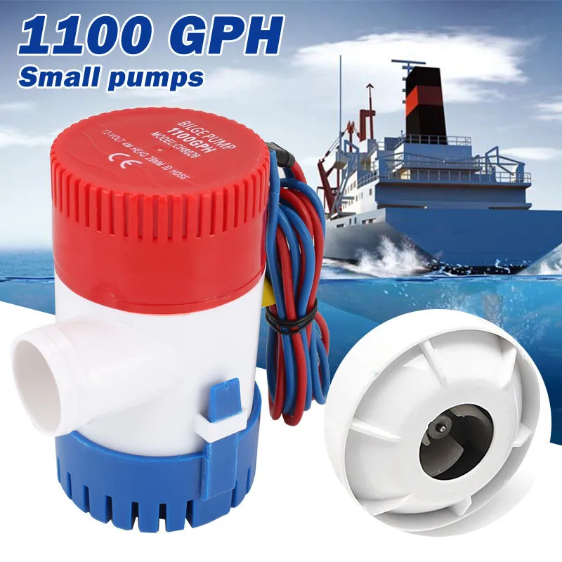 

1100GPH 750GPH 12/24VDC Bilge Pump High Flow Submersible Used In Garden Seaplane Motor Home Houseboat Style New