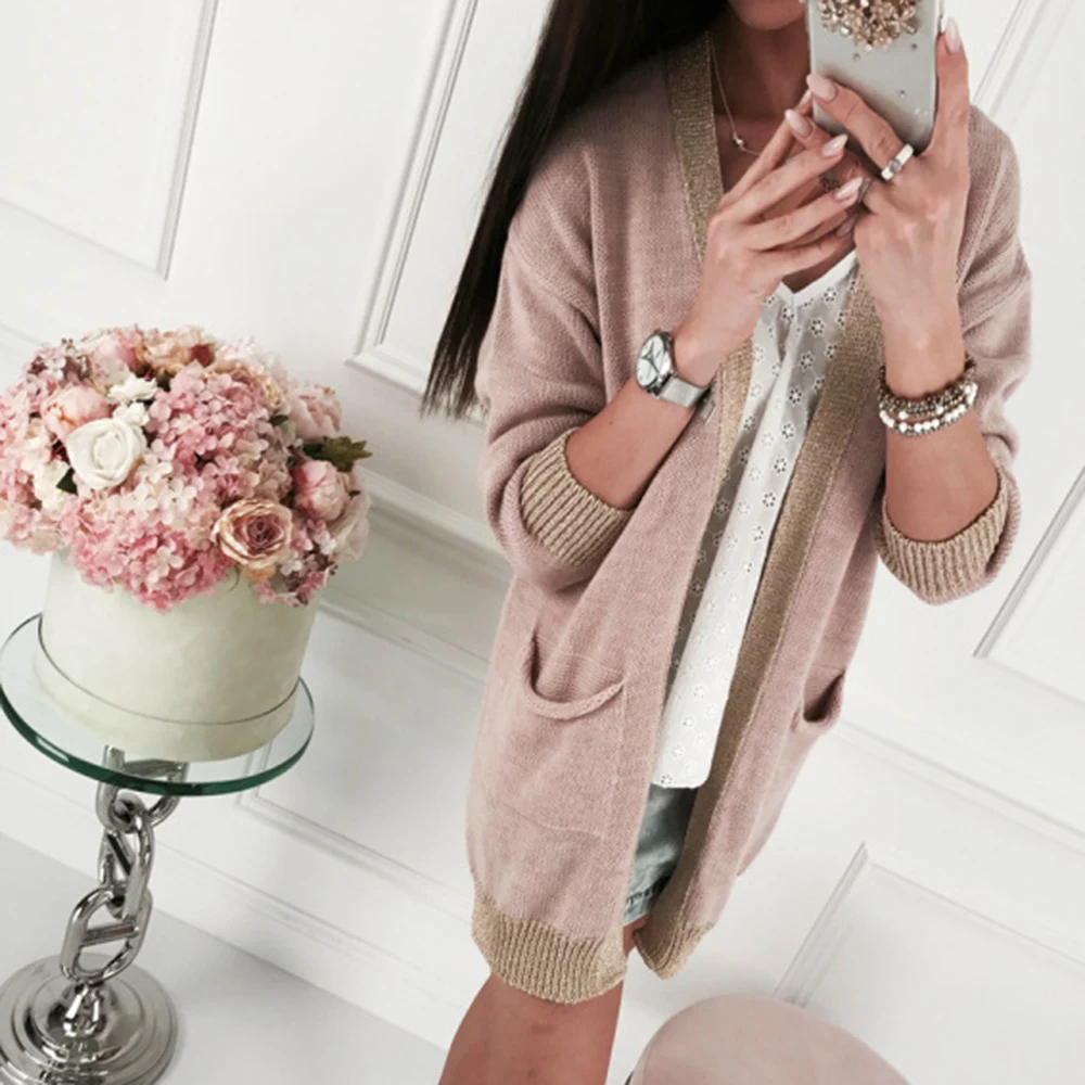 Женские Модные свободные эластичные длинные кардиганы свитера женские с длинным