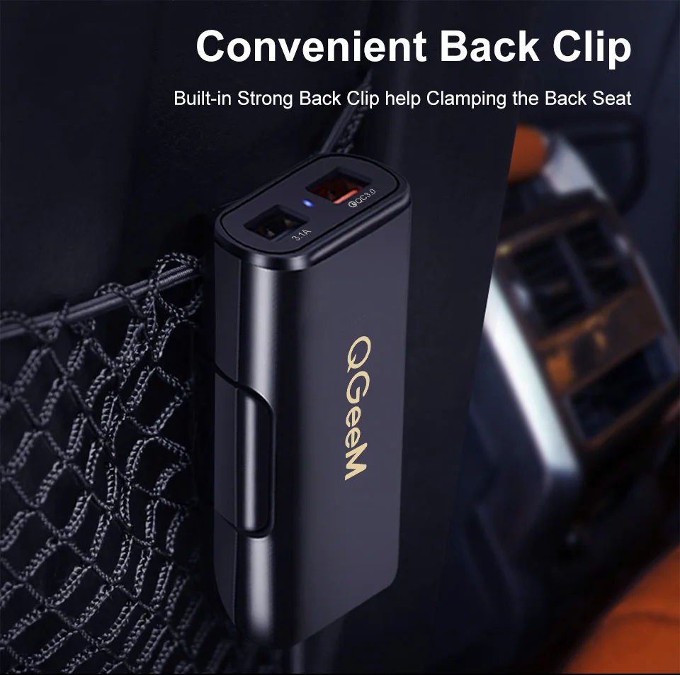 QGEEM 4 USB Автомобильное зарядное устройство для iPhone Quick Charge 3,0 Автомобильное портативное зарядное устройство молоток Передняя Задняя QC3.0 Быстрая зарядка для телефона автомобильное зарядное устройство