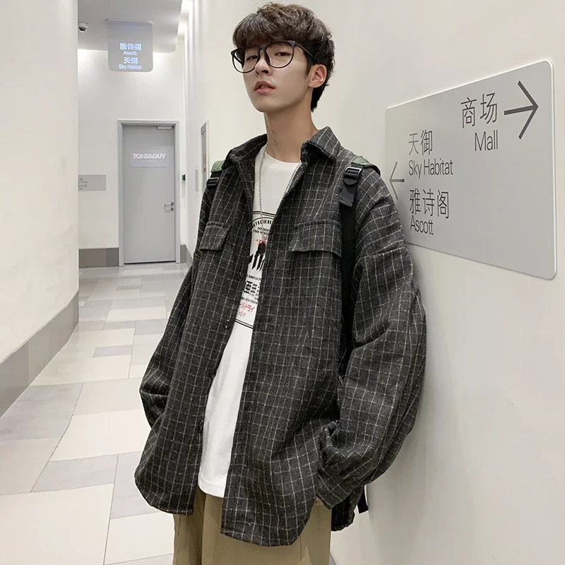 Рубашка Liketkit мужская в клетку Повседневная теплая куртка с хлопковый Фонарь