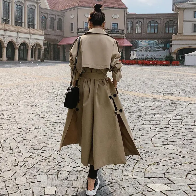 

SuperAen 2021 весна осень новая однотонная Повседневная контрастная ветровка Женская Весенняя модная двубортная куртка