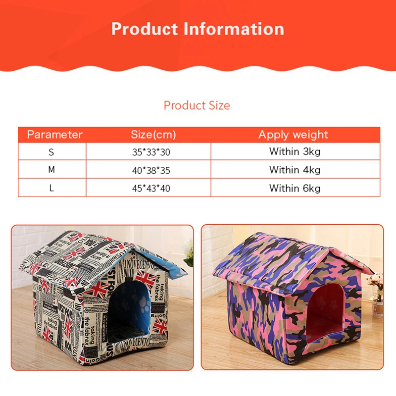 

Dog House Outdoor Waterproof Comfortable Pet House Bed Tent Chew Proof Indoor Warm House for Small Medium Dogs Cat Puppy Kennel