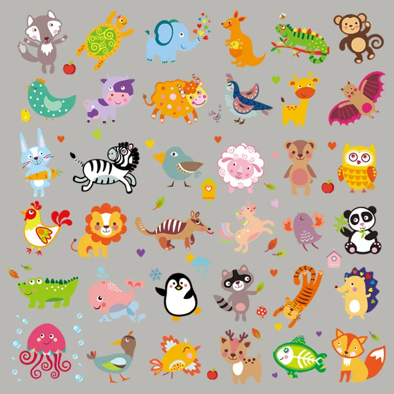 Набор с мультяшными животными нашивка в полоску моющаяся термопередача сделай