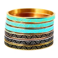 luxury brand flowers enamel design bracelet bangles for women jewelry stainless steel bangle gold accessories pulseiras gift