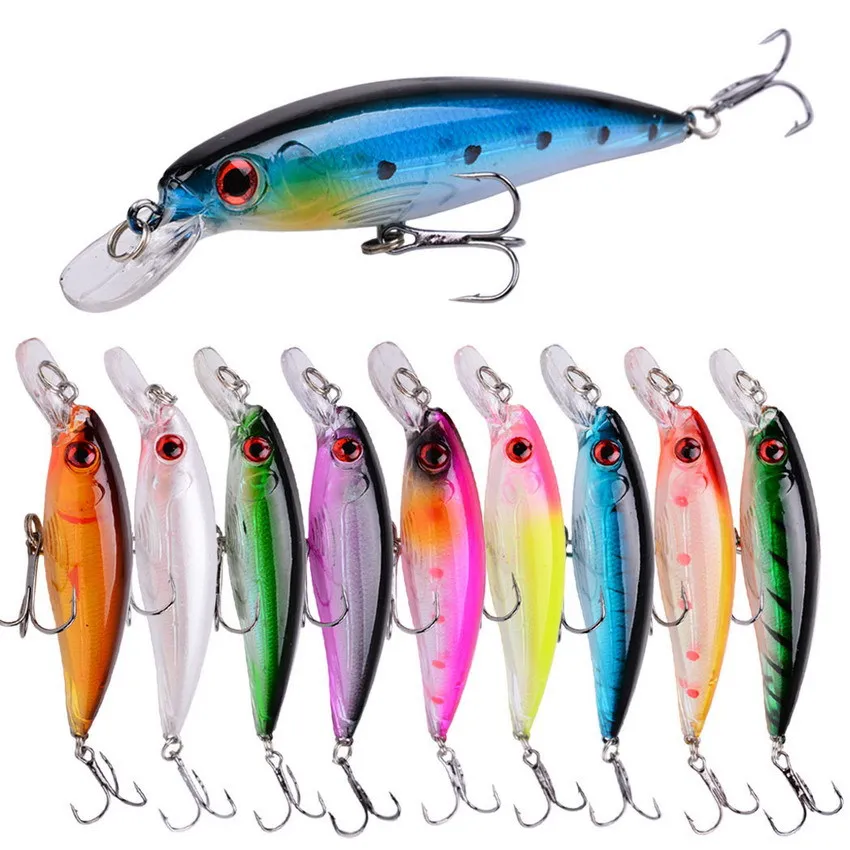 

10pcs Minnow Fishing Lures 11cm 13.5g Bass Trolling Hard Bait 3D Eyes Crankbait Wobblers Artificial Plastic Bait Fishing Tackle