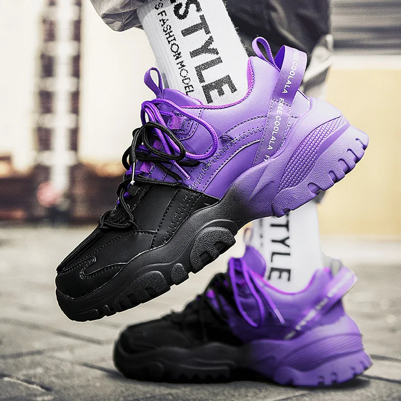 Модные Красочные мужские кроссовки на массивной подошве удобная кожаная обувь с