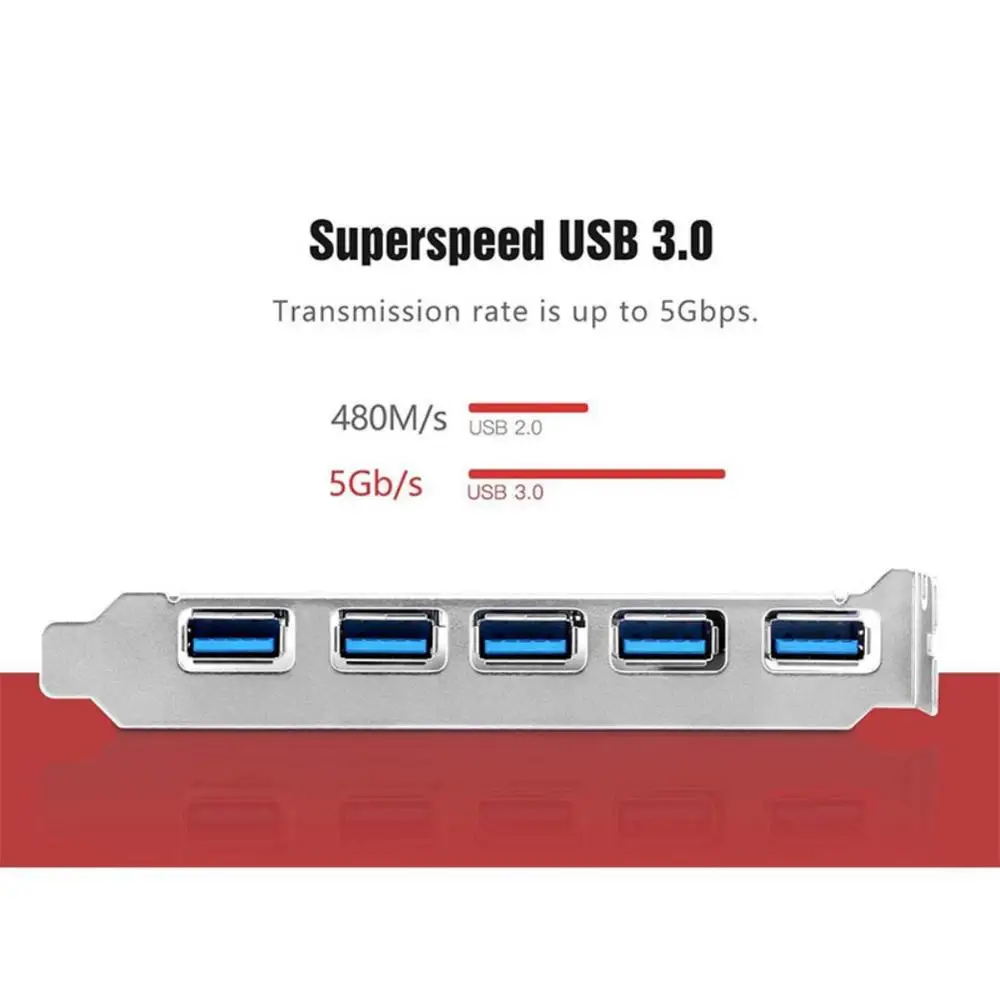 Компьютерная шина PCI-E 7-Порты USB 3 0 карты расширения адаптер 5 Внешний Порты и