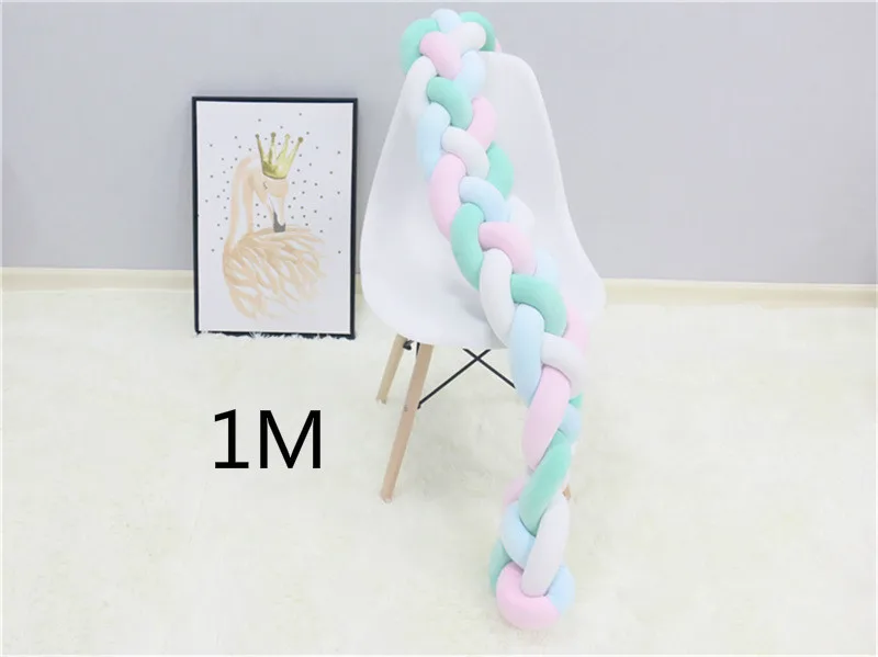 as picture 1M 1 м/2 м/3 м Детская кровать бампер 4 косички детская кровать Декор чистый ткачество плюшевый новорожденный узел кроватка бампер протектор для детской комнаты декор - Цвет: as picture 1M