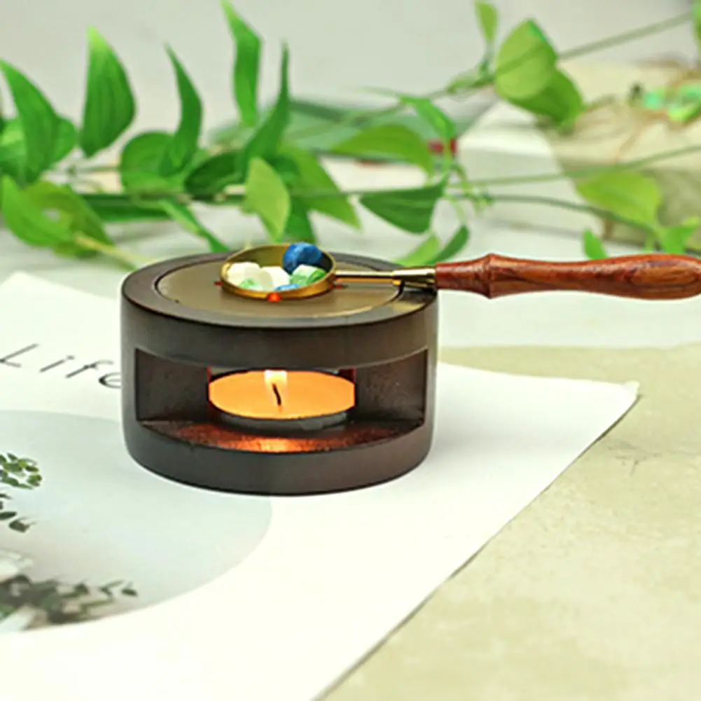 

Retro Sealing Wax Furnace Stove Pot Wood Handle Sealing Wax Spoon for Wax Sealing Decorative Wax Stamp Craft Gift