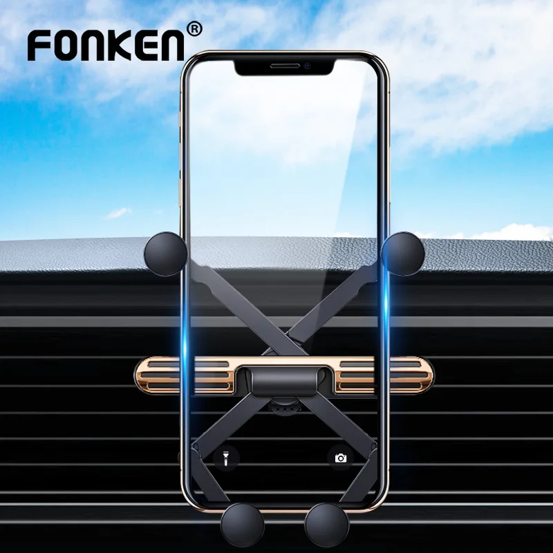 Автомобильный держатель FONKEN Gravity для IPhone Samsung Xiaomi универсальный с креплением на