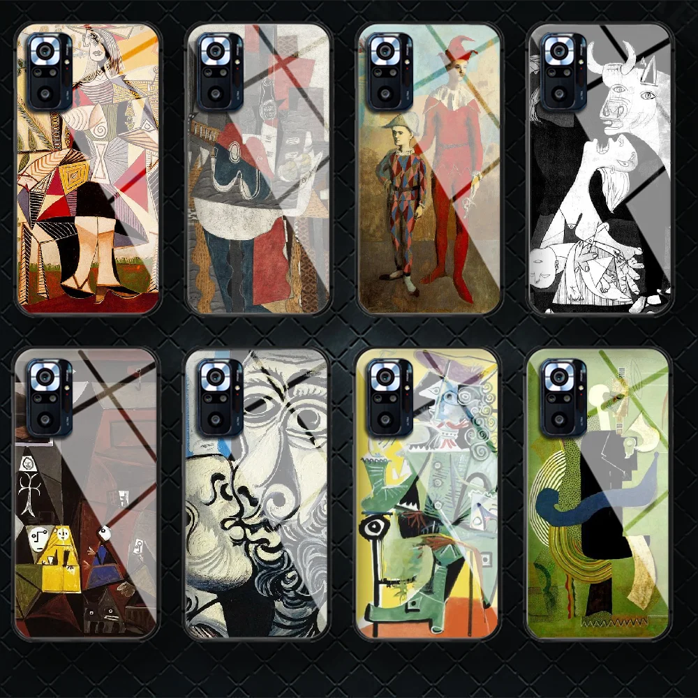 

Picassos Cubism Abstract Tempered Glass Phone Case Cover For Xiaomi Redmi Note 7 8 9 10 A C T S Pro K 30 40 Black Tpu 3D