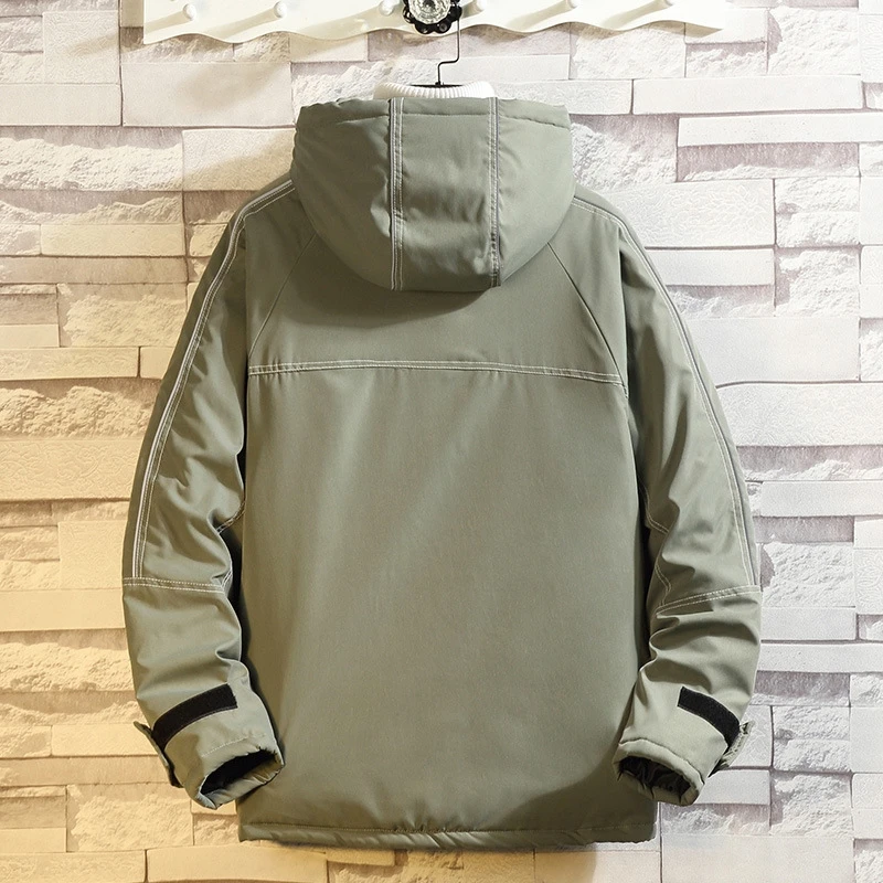 

Cotton Winter Jacket for Men Fashion Warm Male Parkas With Hat Men's Cotton Coat Oversize Men Clothing 2021 Polyester