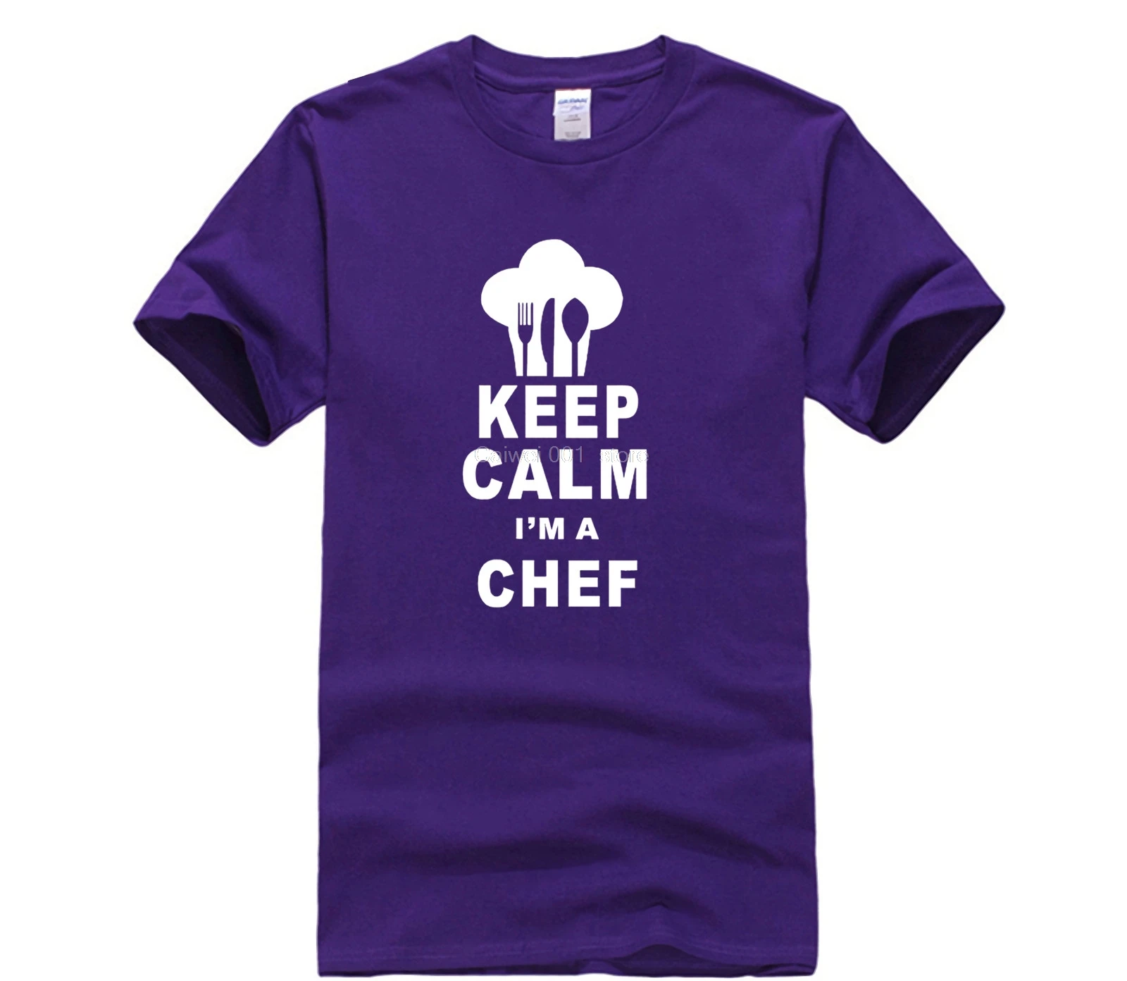 

Men's Cool T Shirt Keep Calm I m a Chef Cook Restaurant Kitchen Funny Printed O NECK Men's white short sleeve t shirt