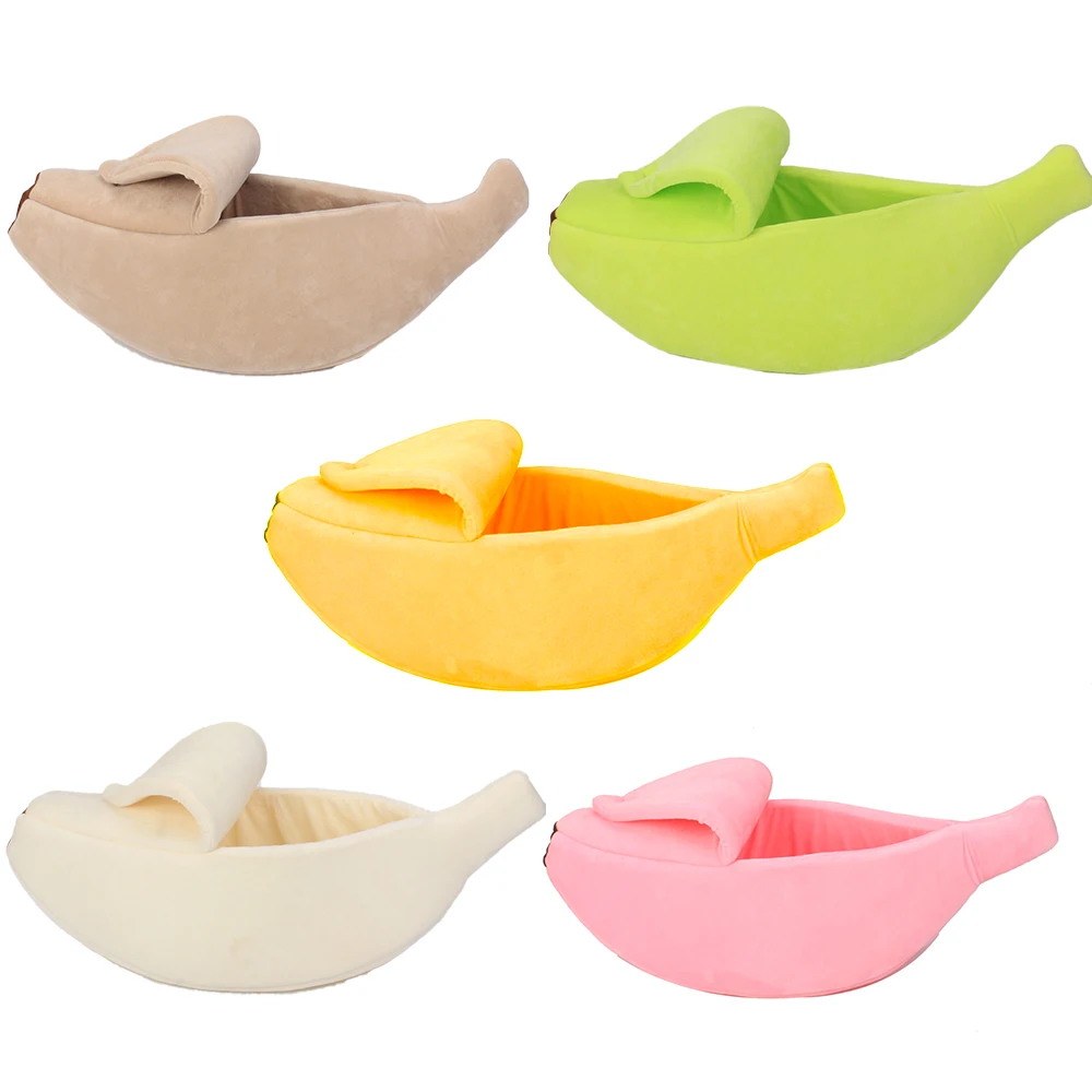 Кровать для питомца в форме банана теплая уютная подушка щенка домик кошек