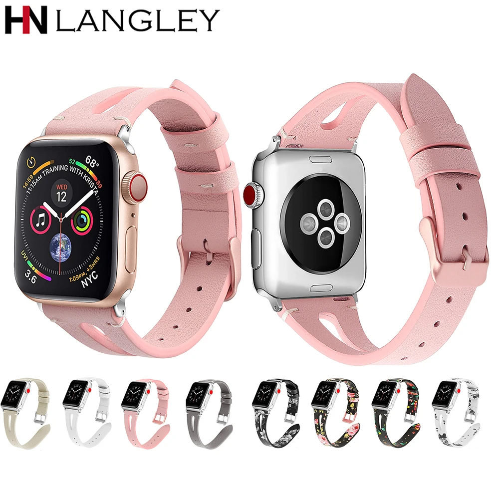 Ремешок из натуральной кожи для Apple Watch Band кожаный сменный Браслет Iwatch 38 мм 44 40 42