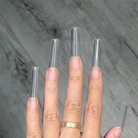 transparent fake nails c curve length tips long half high curvature cover hose nails acrylic curved y5j6