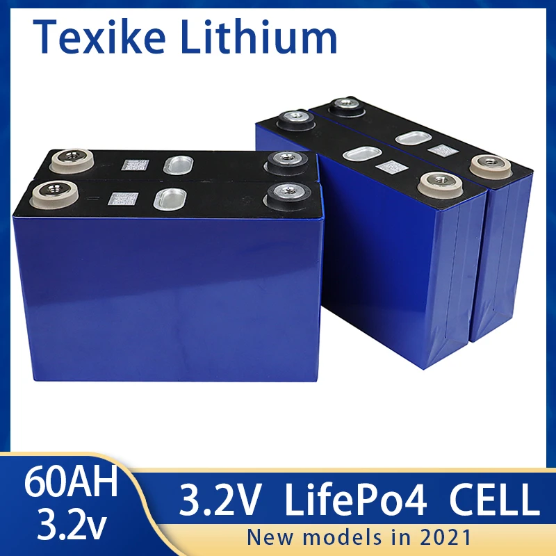 

new 3.2V 60Ah lifepo4 cycle battery 4000 12V60Ah for EV RV diy EU solar battery pack US duty free UPS or FedEx