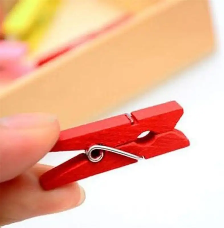 

50pcs Color Wooden Garment Clips Small Clothespin Clips Craft Paper Photo Album Memo Clip Suspender Decor Scrapbooking Pegs M1S5