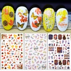 1 шт., 3D наклейки для ногтей в виде листьев, снежинок