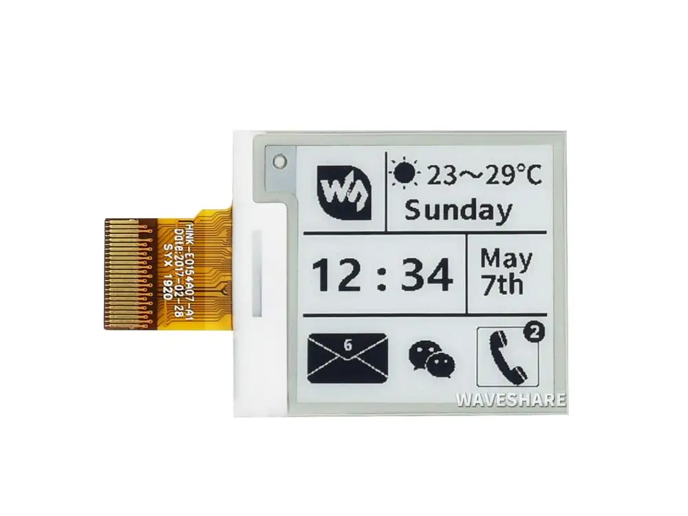 Waveshare 1 54 дюймовый E Ink raw display 200x200 пикселей Электронная бумага без PCB SPI интерфейс
