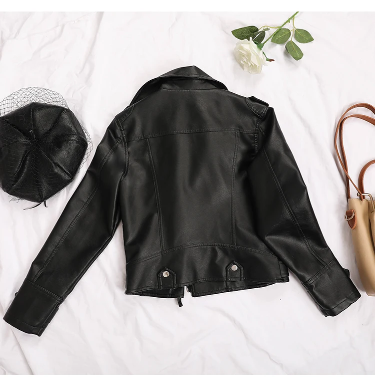 Fashion Slim Women Faux Leather Jacket Casual Biker Motorcycle Jacket Punk Streetwear Spring Autumn Coat Casaco Feminino Jaqueta
