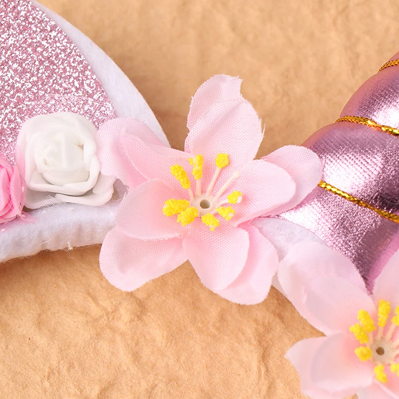 1 шт. Цветочные головные уборы для женщин детей милый цветок Единорог Рог повязка