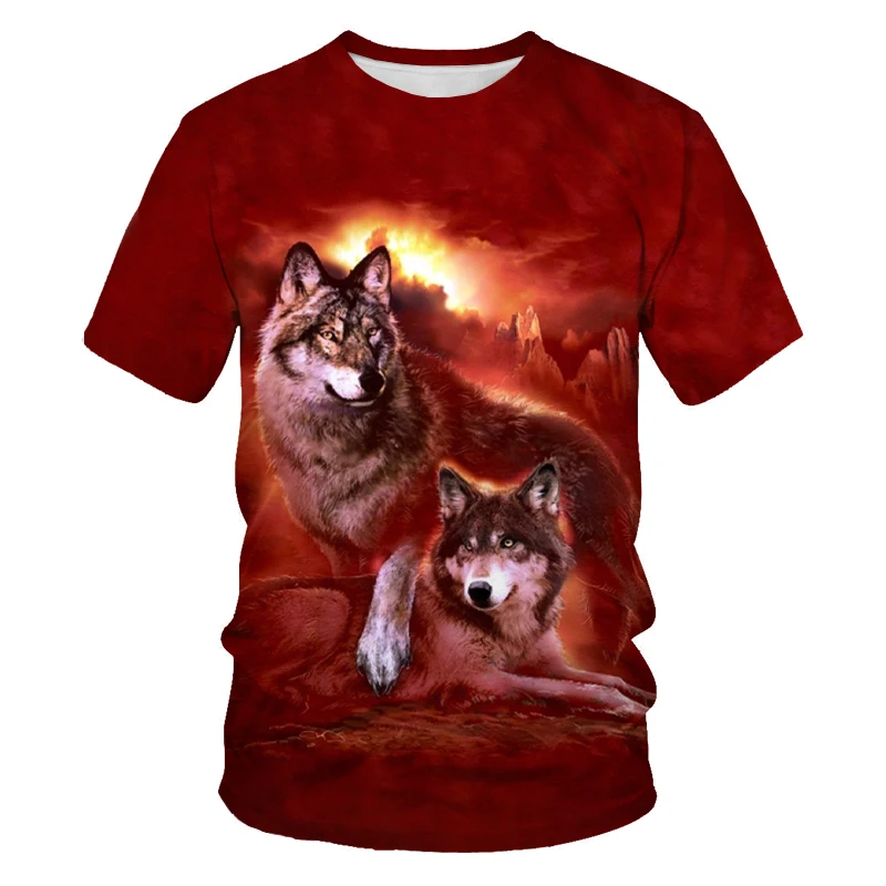 

Wolf paw t-shirt men 3D printing forest wolves men's clothing outdoor casual fun T-shirt shirt short-sleeved summer new oversize