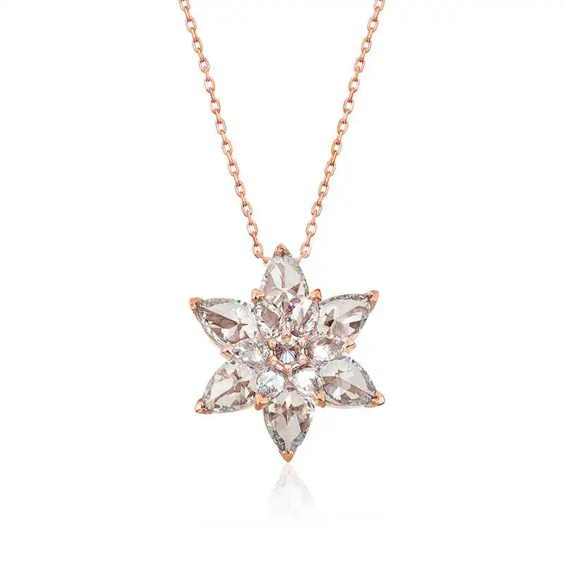 

Real Silver 925 Jewelry Silver White Lotus Flower Necklace