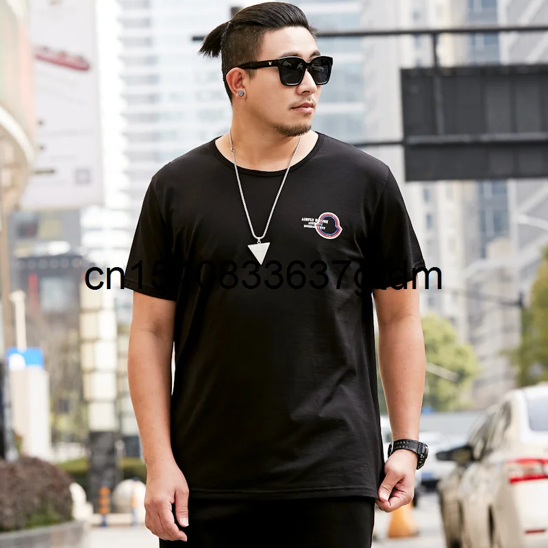 

Summer new men's fattening plus size short sleeve men's fat man solid color versatile round neck short sleeve T-shirt