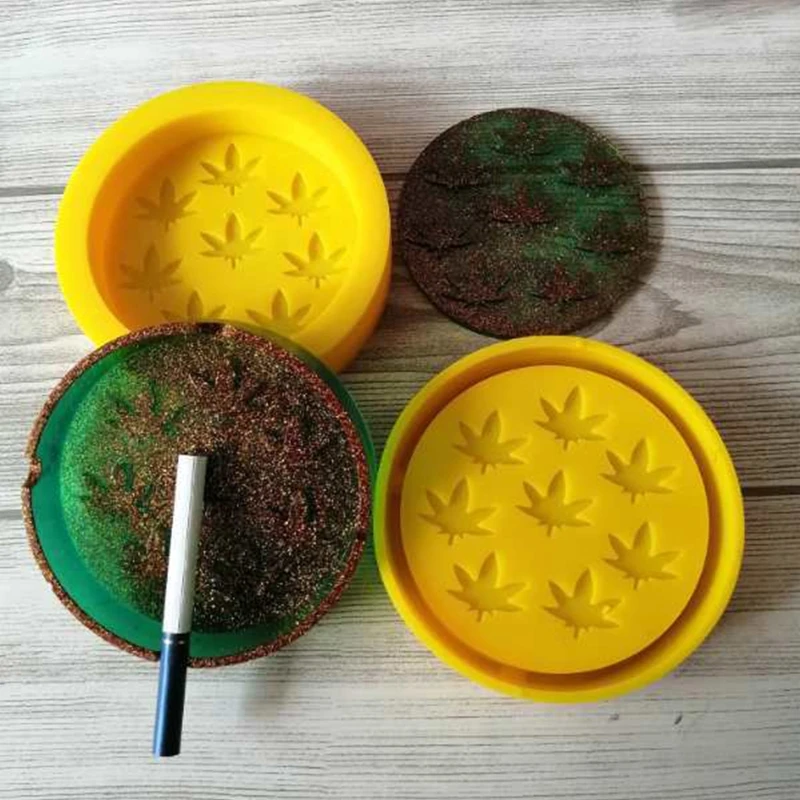 

DIY ремесла круглые Potleaf пепельница силиконовая форма для рабочего стола украшения инструменты для изготовления хрустальных эпоксидных под...