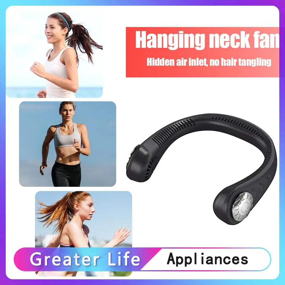 

Neck Fan Portable Ultra Quiet Air Cooler Outdoor Mute Leafless Ventilador Lazy Hanging Neck Small Mini Net Small Electric Fan